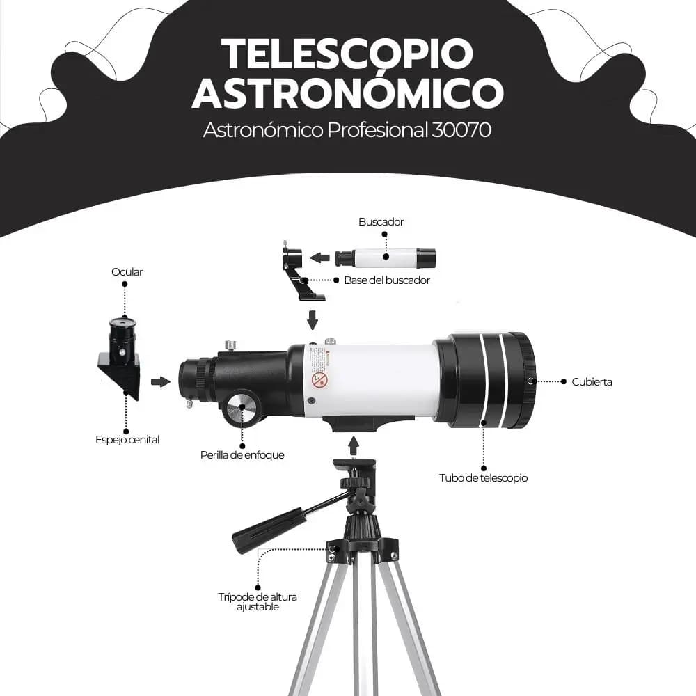 Telescopio Astronómico Profesional Monocular F30070m Blanco — imagen 3