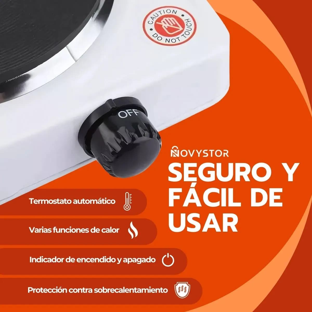 Cocinilla Eléctrica Portátil 1 Plato 155mm Acero Inox Color Blanco — imagen 7