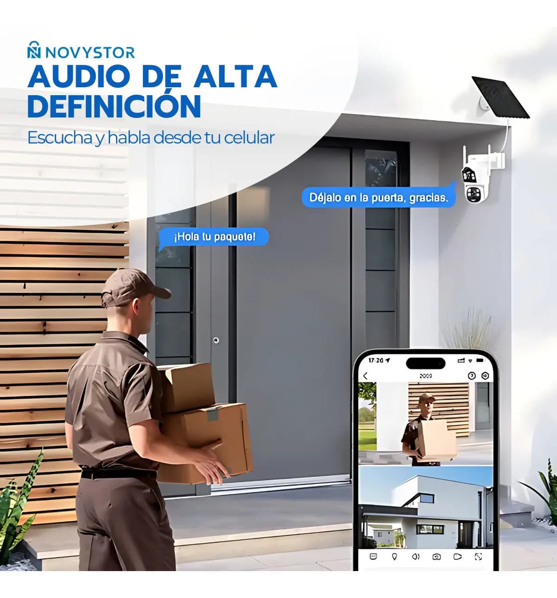 Cámara Solar 360° Ip66 Visión Nocturna Hd 128gb Wifi Blanco — imagen 7