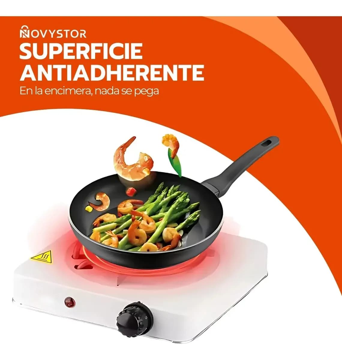 Cocinilla Eléctrica Portátil 1 Plato 155mm Acero Inox Color Blanco — imagen 6