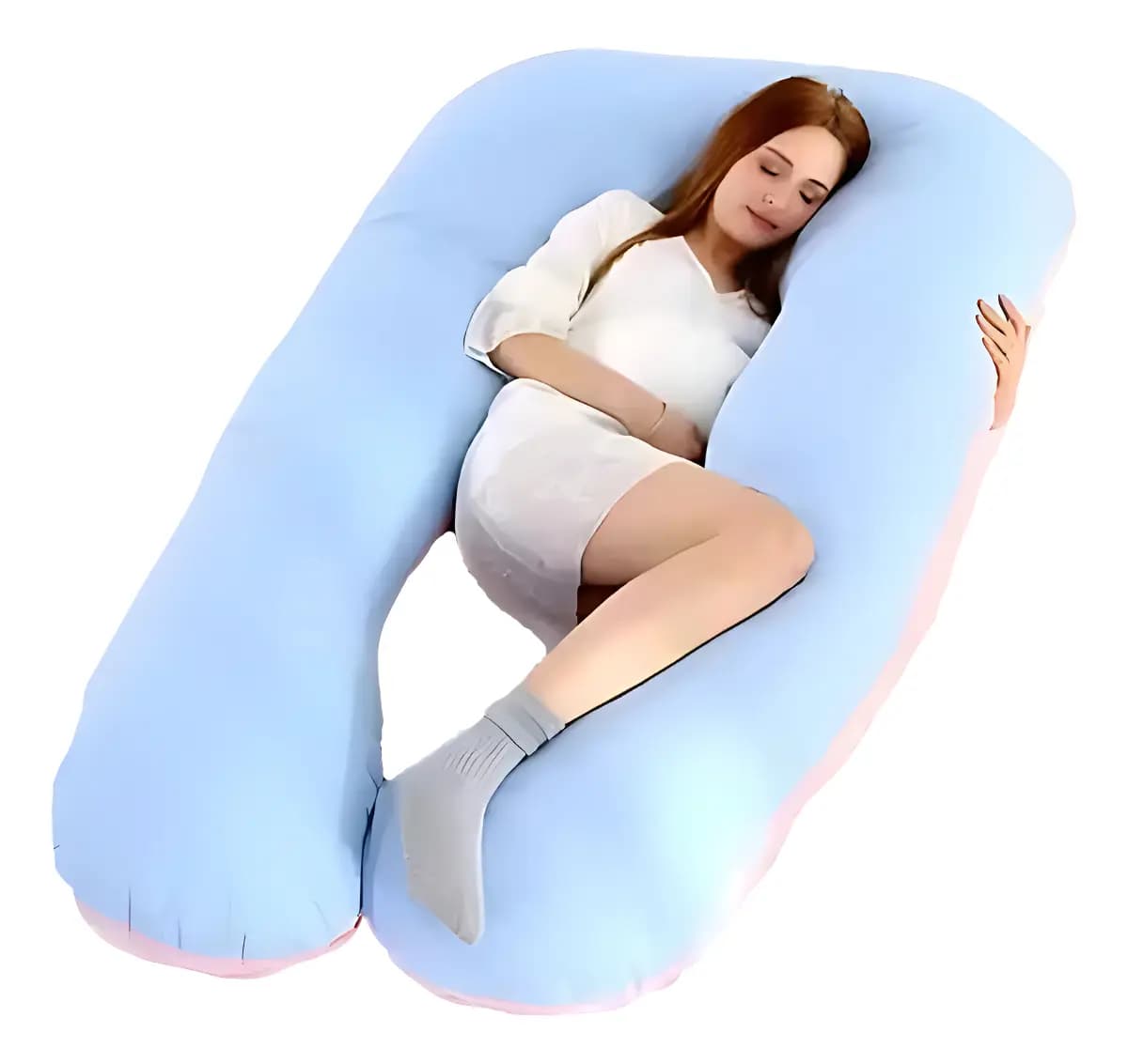 Almohada Embarazo Tipo U Rosa Poliéster Suave Y Ergonómica