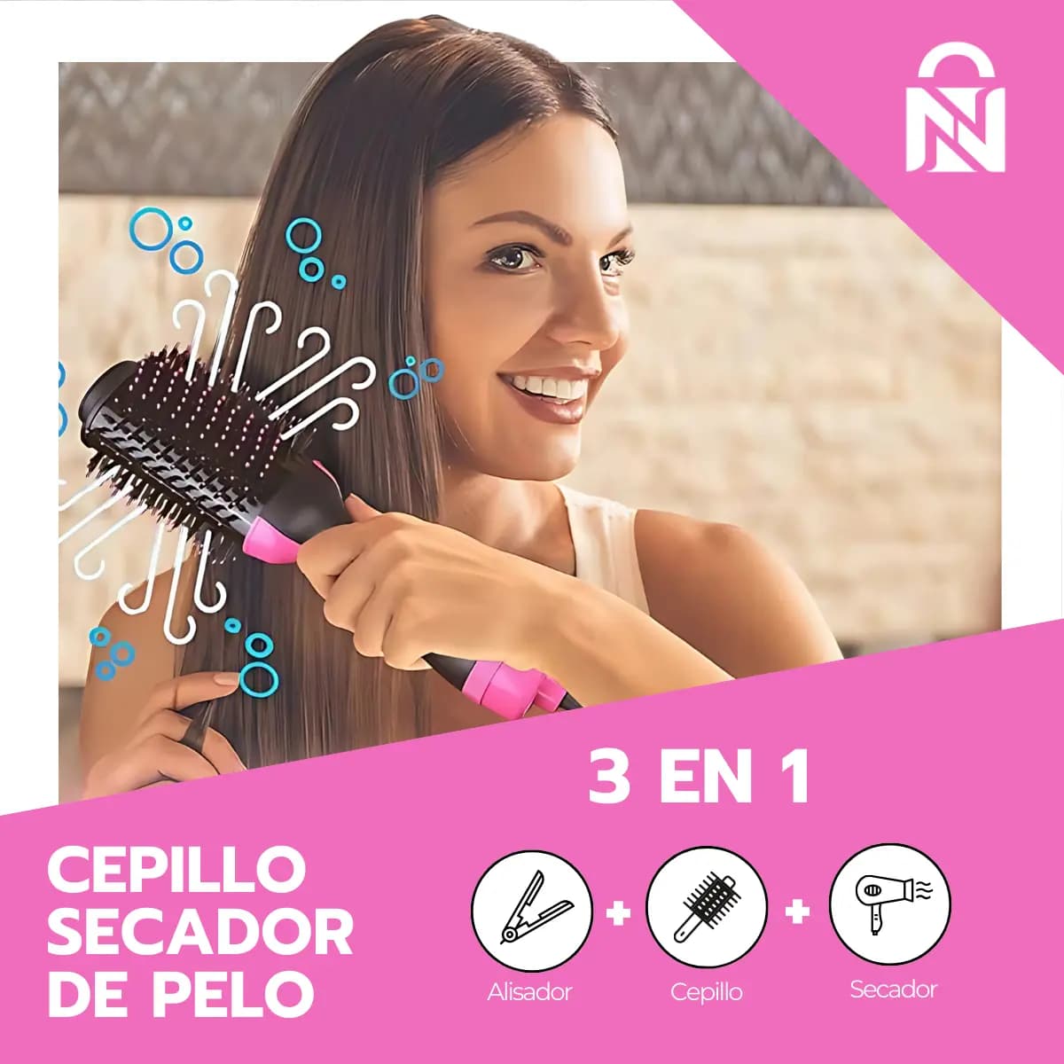 Cepillo Peine Secador Pelo Alisador Eléctrico 3 En 1 — imagen 3