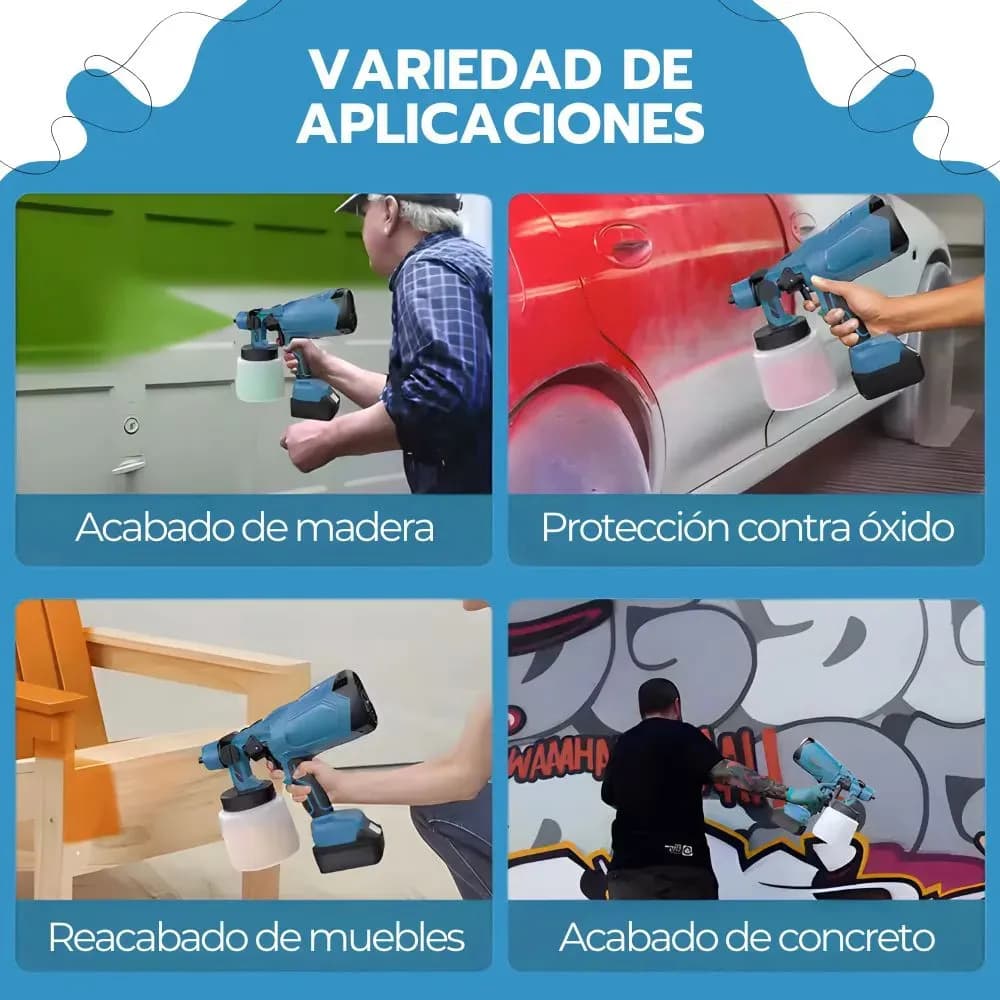 Pistola Pulverizadora De Pintura Inalámbrica Portátil Azul — imagen 10