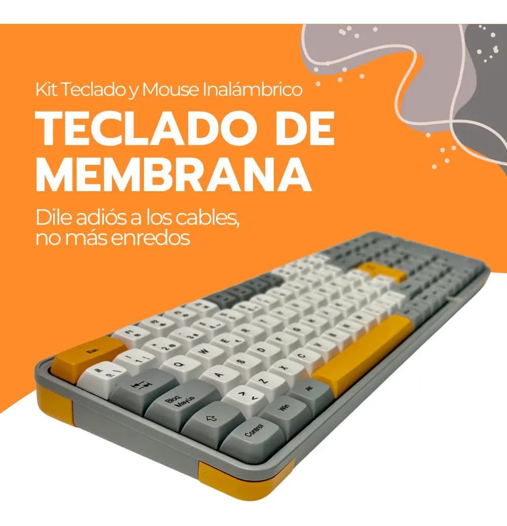 Kit Teclado Y Mouse Inalámbrico Numérico Bluetooth Usb Amarillo Gris Oscuro — imagen 7