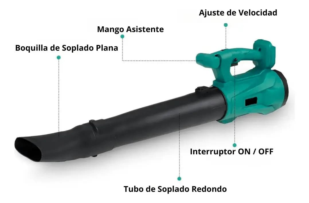 Soplador De Hojas Inalámbrico Secador De Aire Eléctrico Color Verde Claro — imagen 9