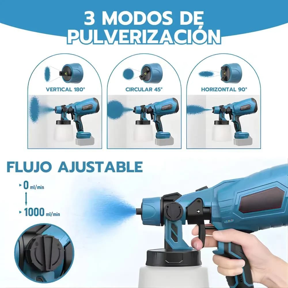 Pistola Pulverizadora De Pintura Inalámbrica Portátil Azul — imagen 9