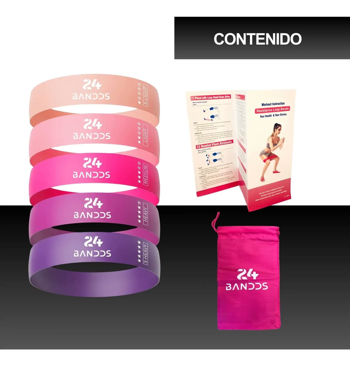 Pack 5 Bandas Elásticas Resistencia Circulares Yoga Pilates — imagen 9