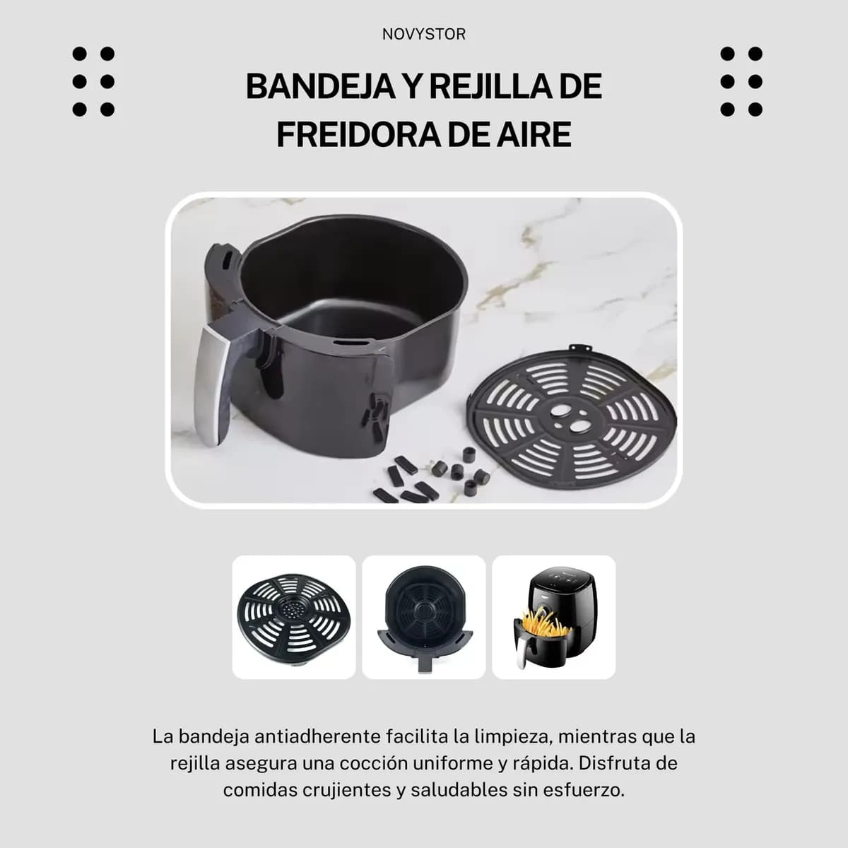 Freidora De Aire Libre Aceite 5.0 L Air Fryer Papas Fritas Negro — imagen 6