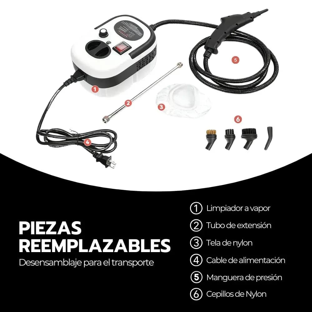 Limpiador A Vapor 2500w Alta Presión Cocina Baño Auto Blanco — imagen 5