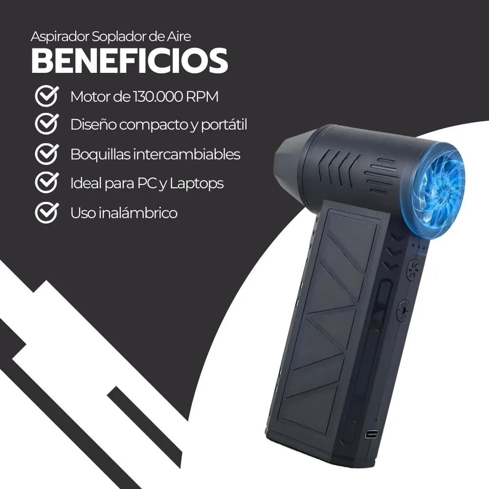 Aspirador Soplador De Aire Inalámbrico De 130000 Rpm Negro Negro — imagen 4