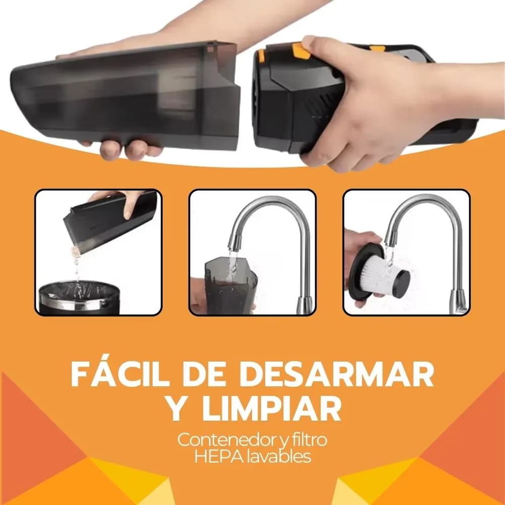 Aspiradora De Mano Auto Inalámbrica Multifuncional Portátil Negro — imagen 5