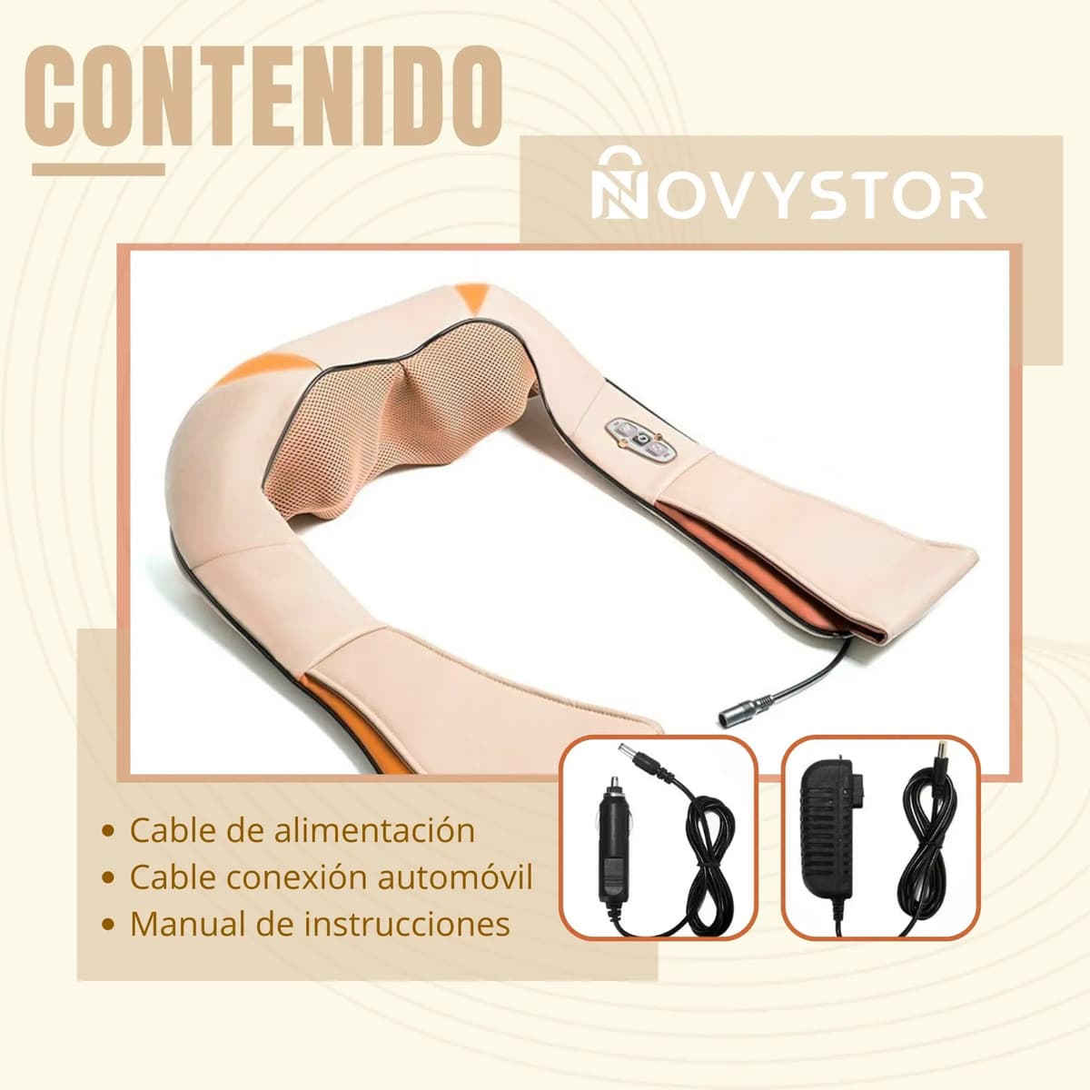 Masajeador Profesional De Espalda Hombro Cuello Relajación Beige Y Naranja — imagen 5