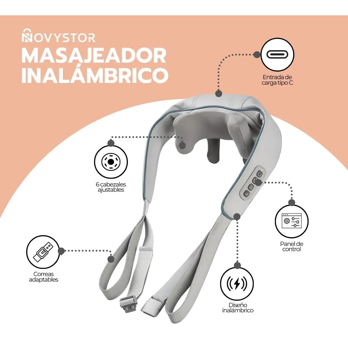Masajeador Inalámbrico Para Cuello Y Cervical Con Calor — imagen 2