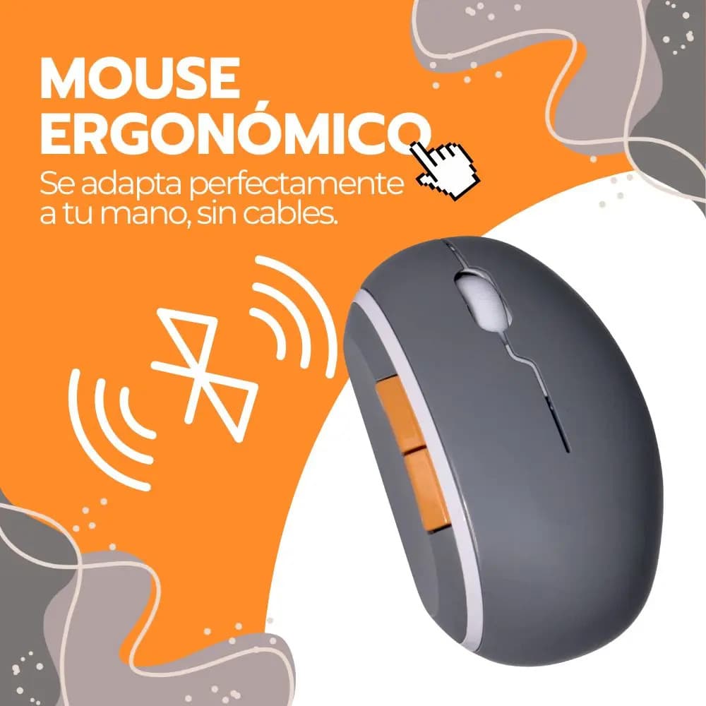 Kit Teclado Y Mouse Inalámbrico Numérico Bluetooth Usb Amarillo Gris Oscuro — imagen 6