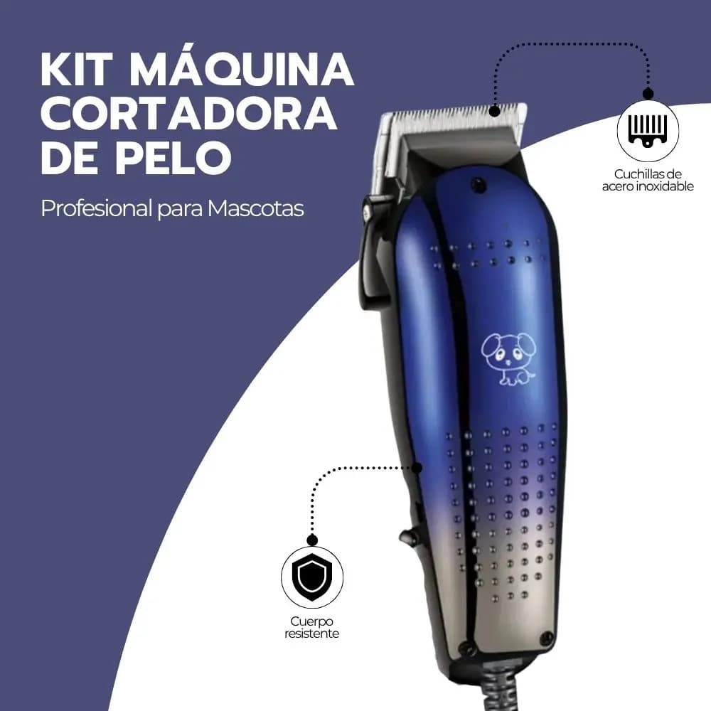 Kit Máquina Cortadora De Pelo Profesional Para Mascotas Azul — imagen 3