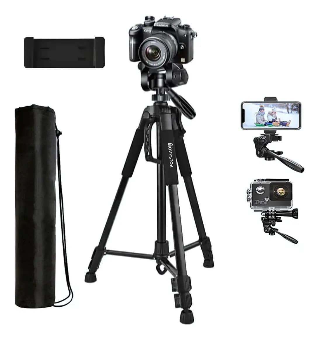 Trípode Profesional Compatible Con Celular Bolso + Adaptador Negro