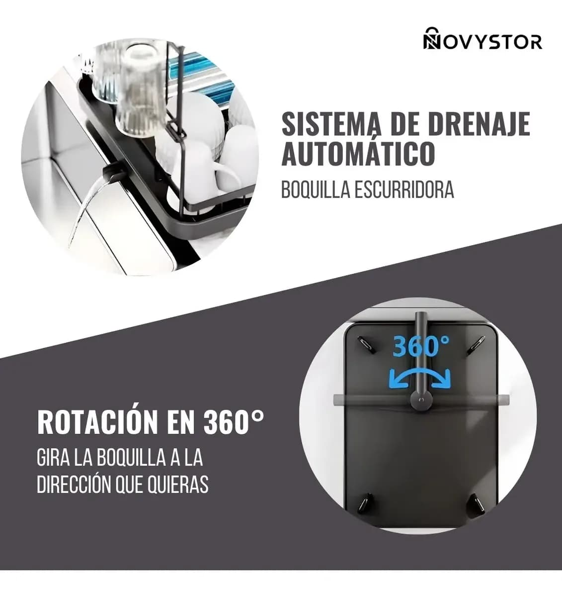 Escurridor De Platos Acero Inoxidable Novystor 2 Niveles Negro — imagen 10