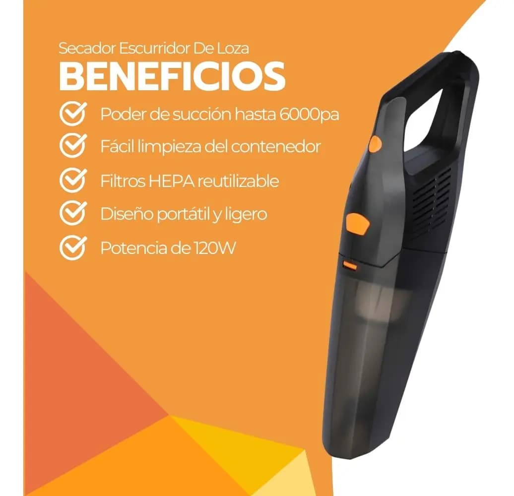 Aspiradora De Mano Auto Inalámbrica Multifuncional Portátil Negro — imagen 4