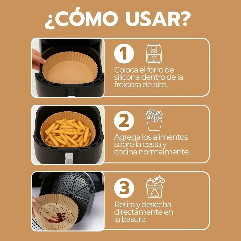 50 Cestas Desechables Antiadherentes Para Freidora De Aire — imagen 7