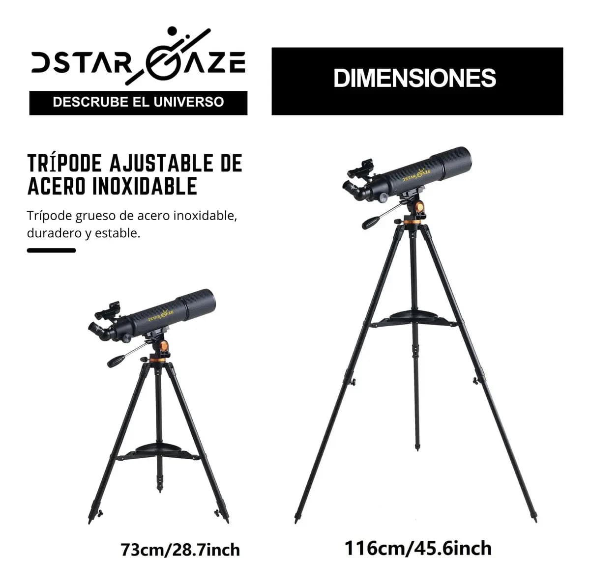 Telescopio Astronómico Profesional 50080m Color Negro — imagen 3
