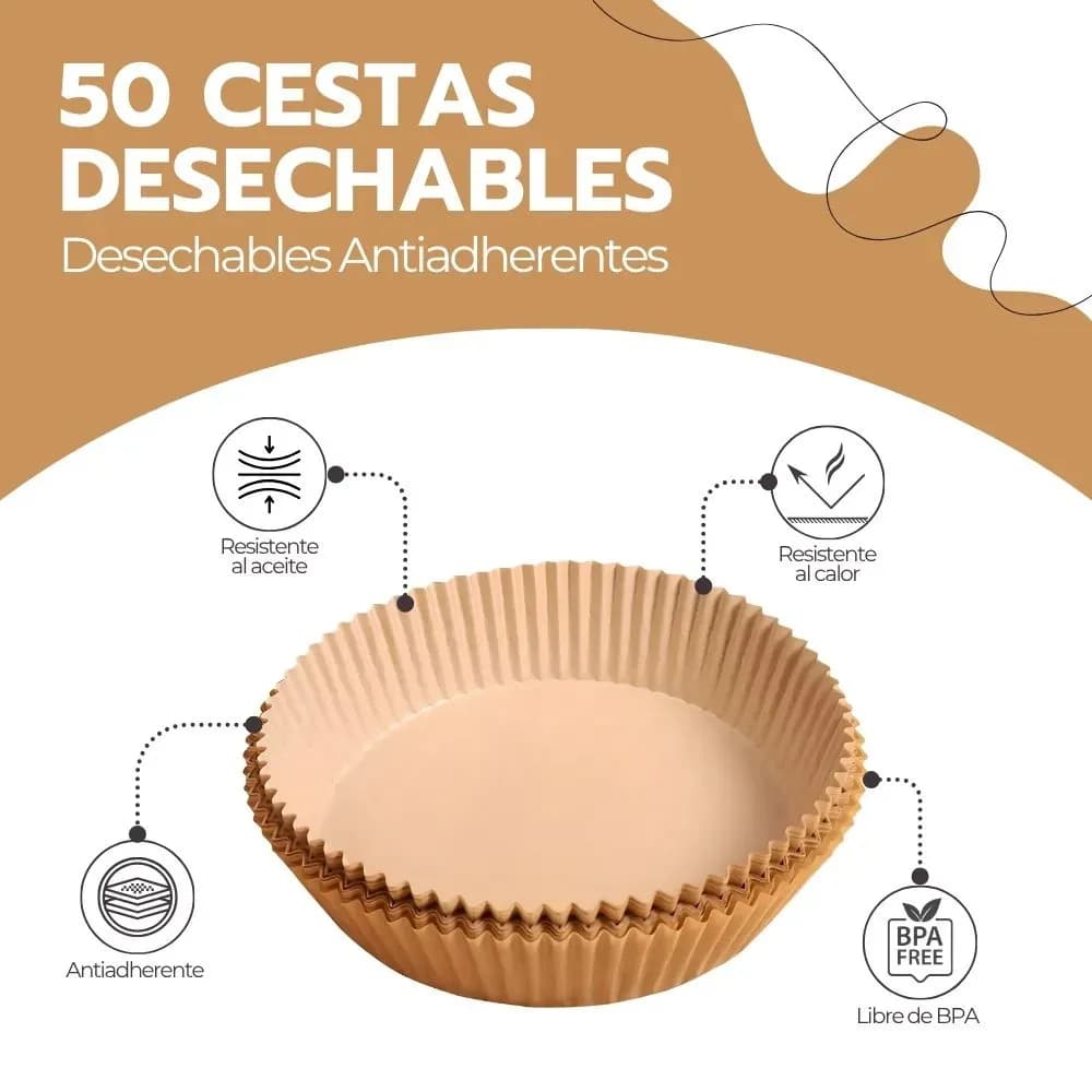 50 Cestas Desechables Antiadherentes Para Freidora De Aire — imagen 3