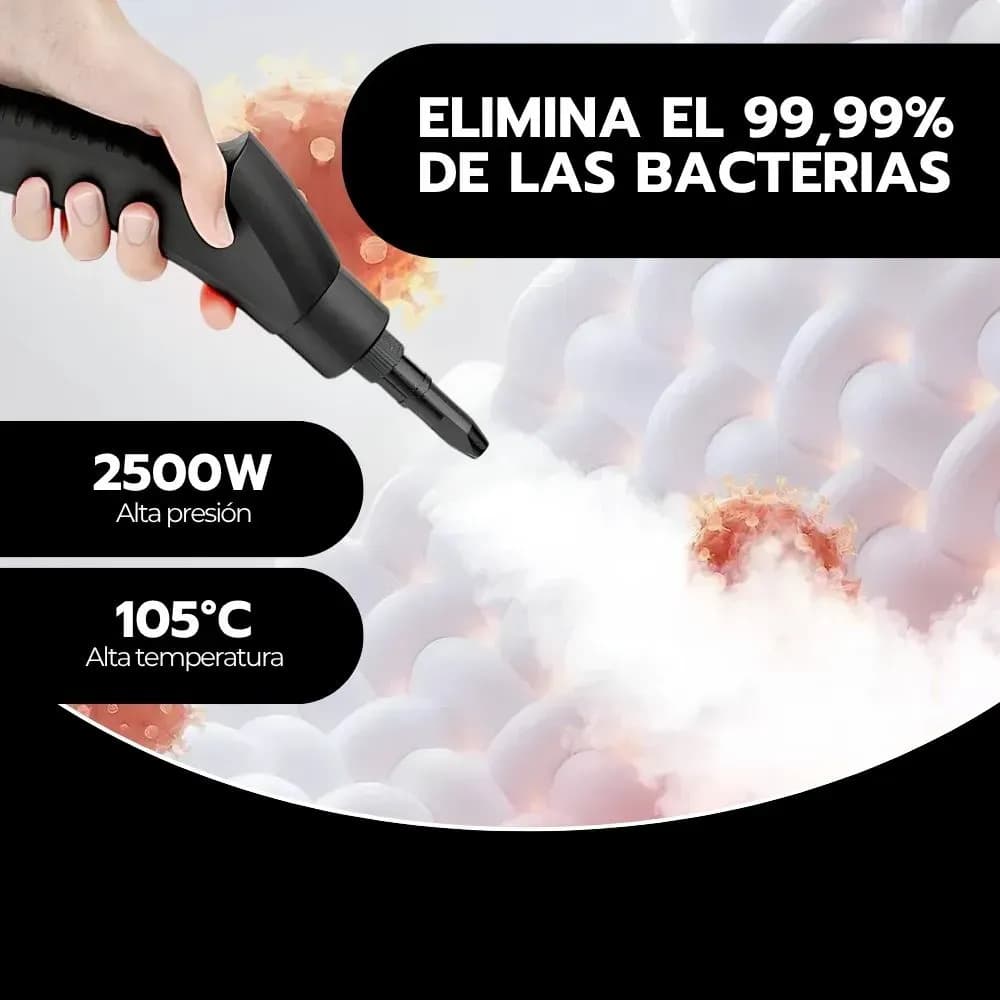 Limpiador A Vapor 2500w Alta Presión Cocina Baño Auto Blanco — imagen 9