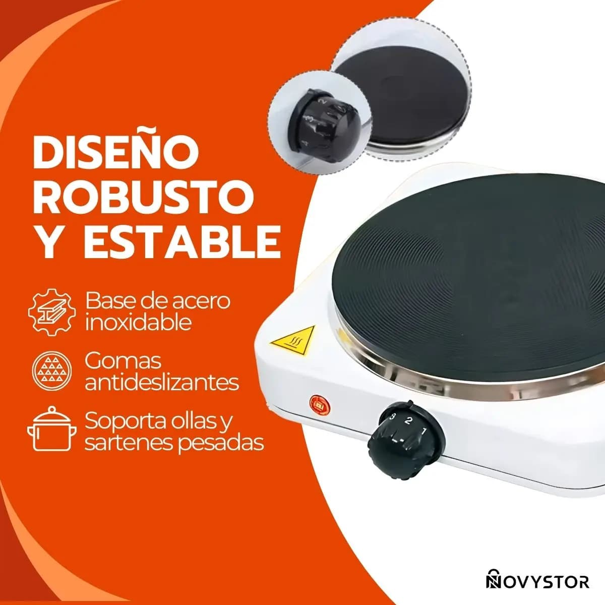 Cocinilla Eléctrica Portátil 1 Plato 155mm Acero Inox Color Blanco — imagen 11