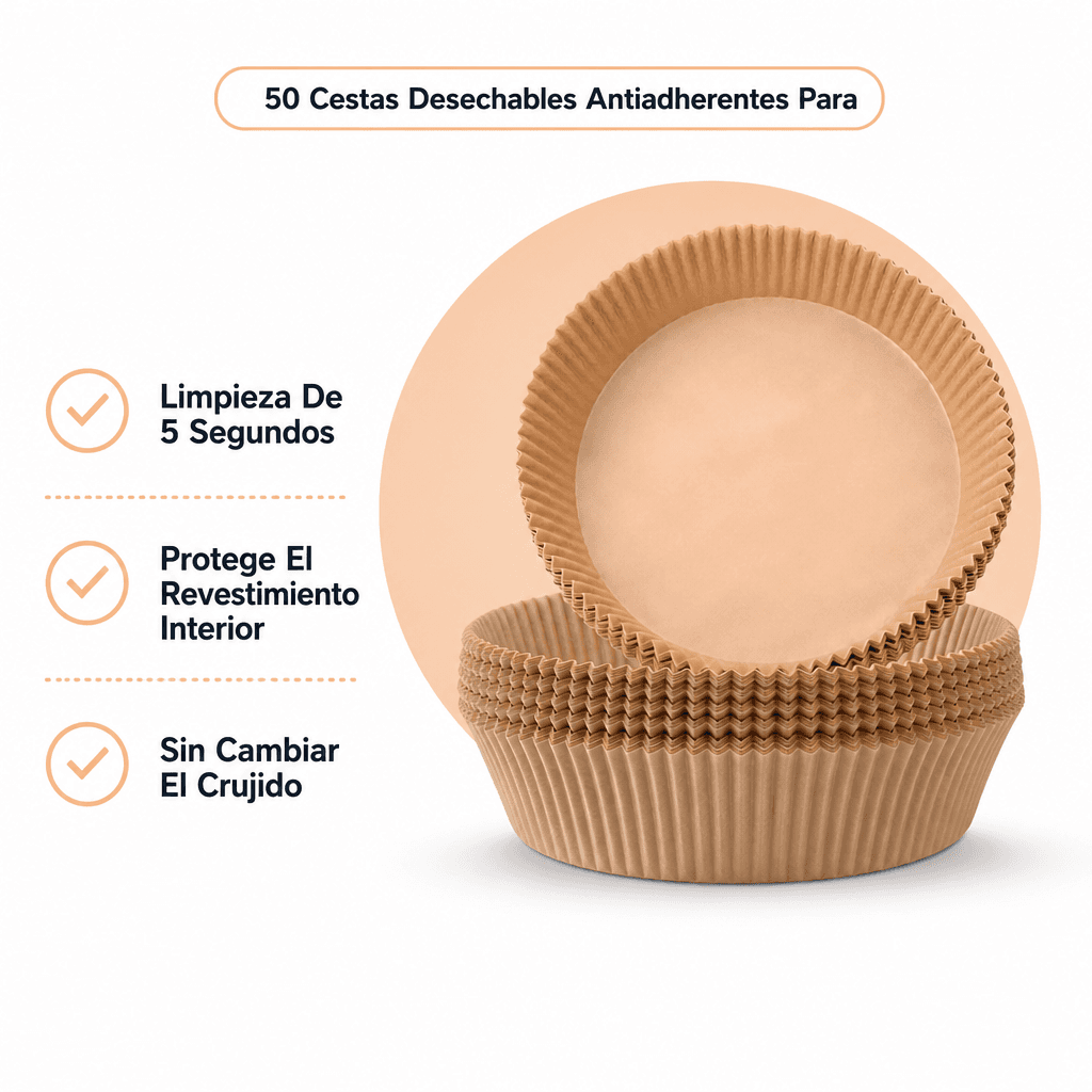 50 Cestas Desechables Antiadherentes Para Freidora De Aire Marrón — imagen 4