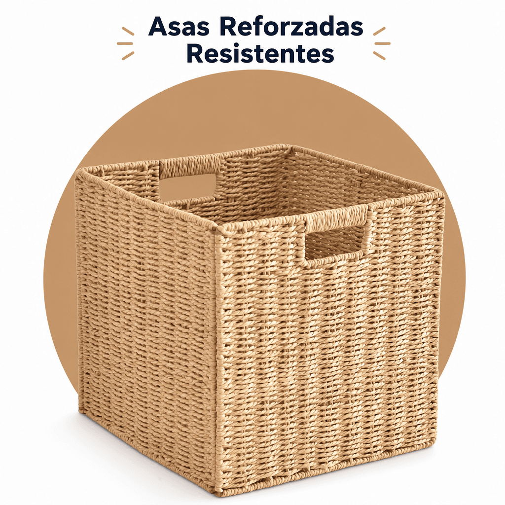 Cesta Canasto Organizador Decorativo De Mimbre Plegable — imagen 9
