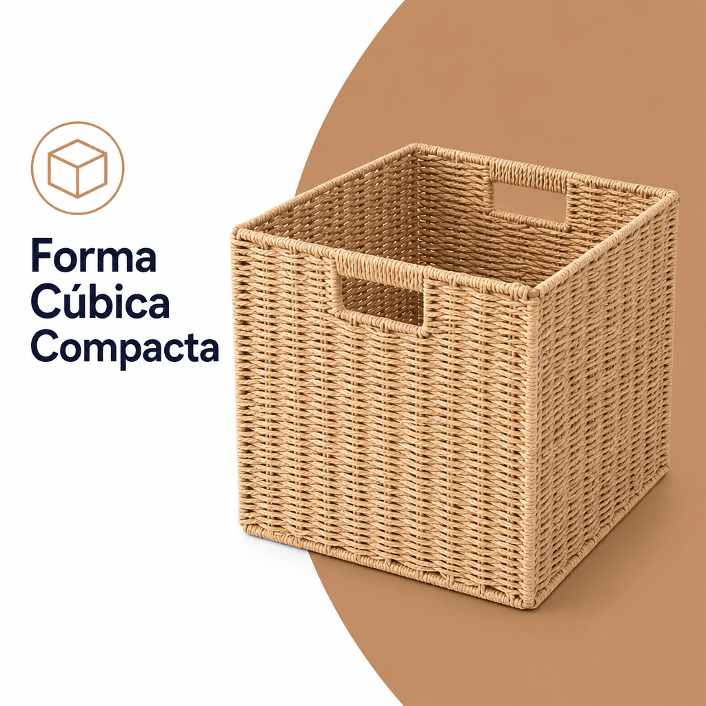 Cesta Canasto Organizador Decorativo De Mimbre Plegable — imagen 6