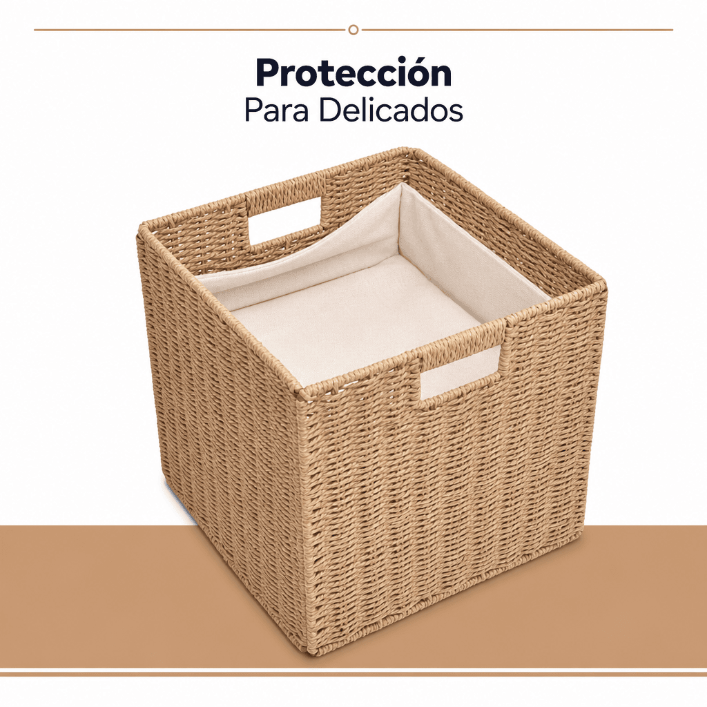 Cesta Canasto Organizador Decorativo De Mimbre Plegable — imagen 8