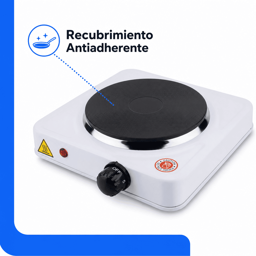 Cocinilla Eléctrica Portátil 1 Plato 155mm Acero Inox — imagen 9