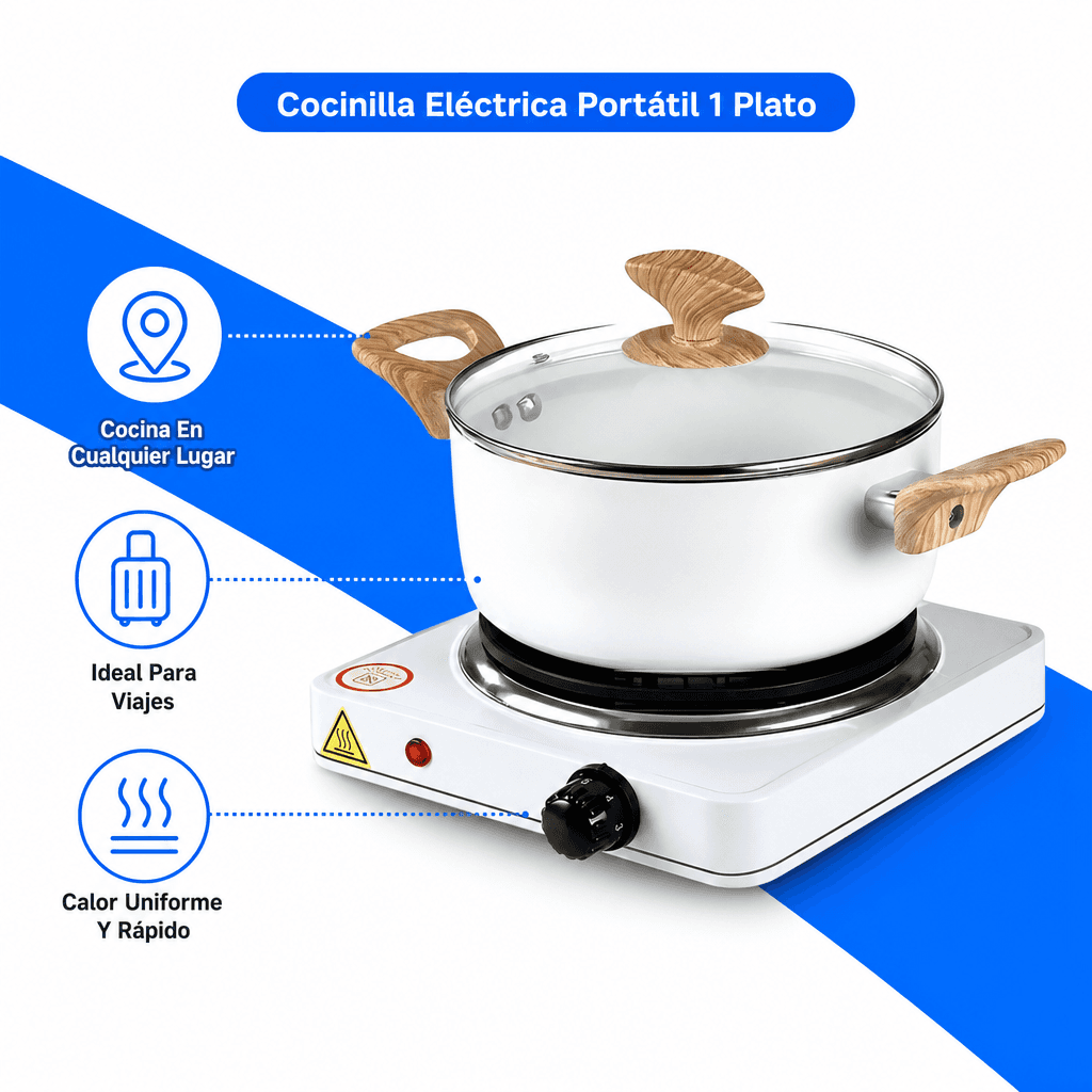 Cocinilla Eléctrica Portátil 1 Plato 155mm Acero Inox — imagen 4