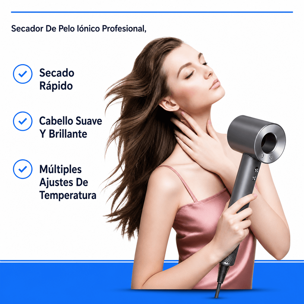 Secador De Pelo Iónico Profesional, Potente Secador De Pelo Plateado — imagen 4
