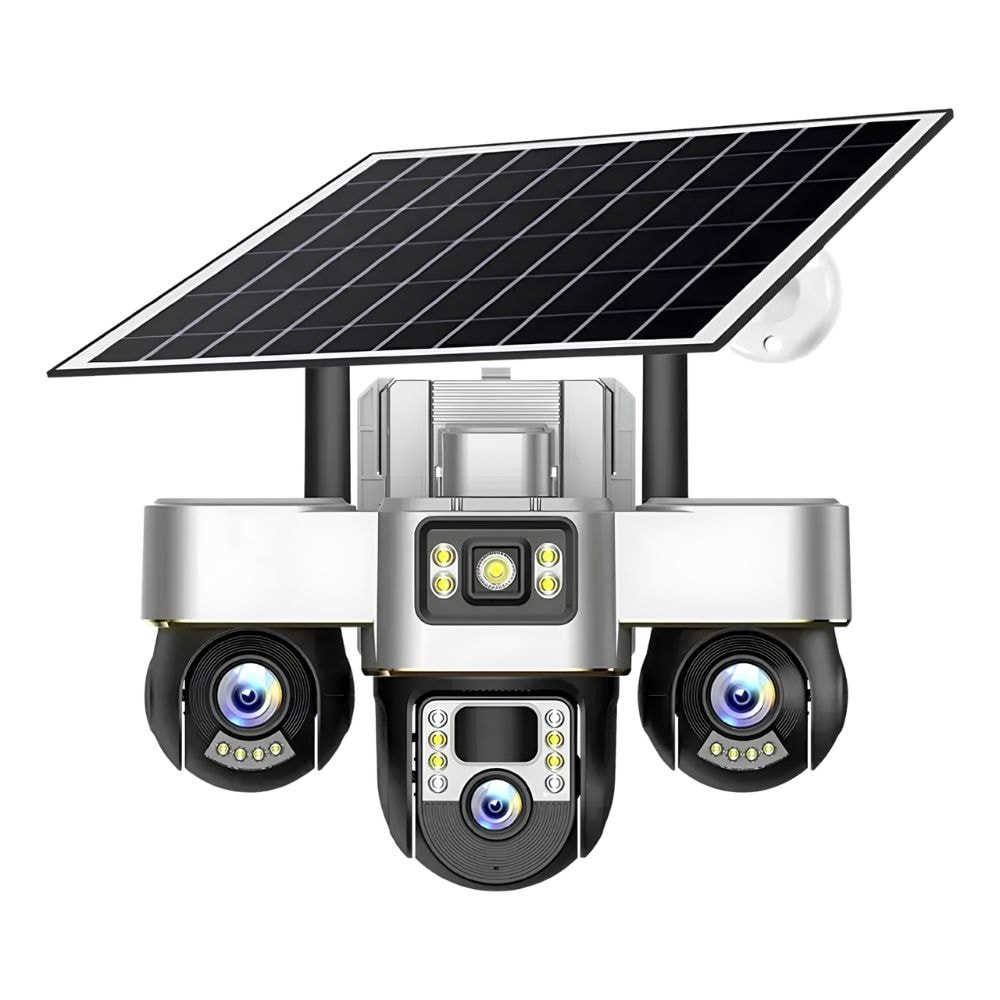 Cámara de Seguridad Solar Triple IP66 Visión Nocturna