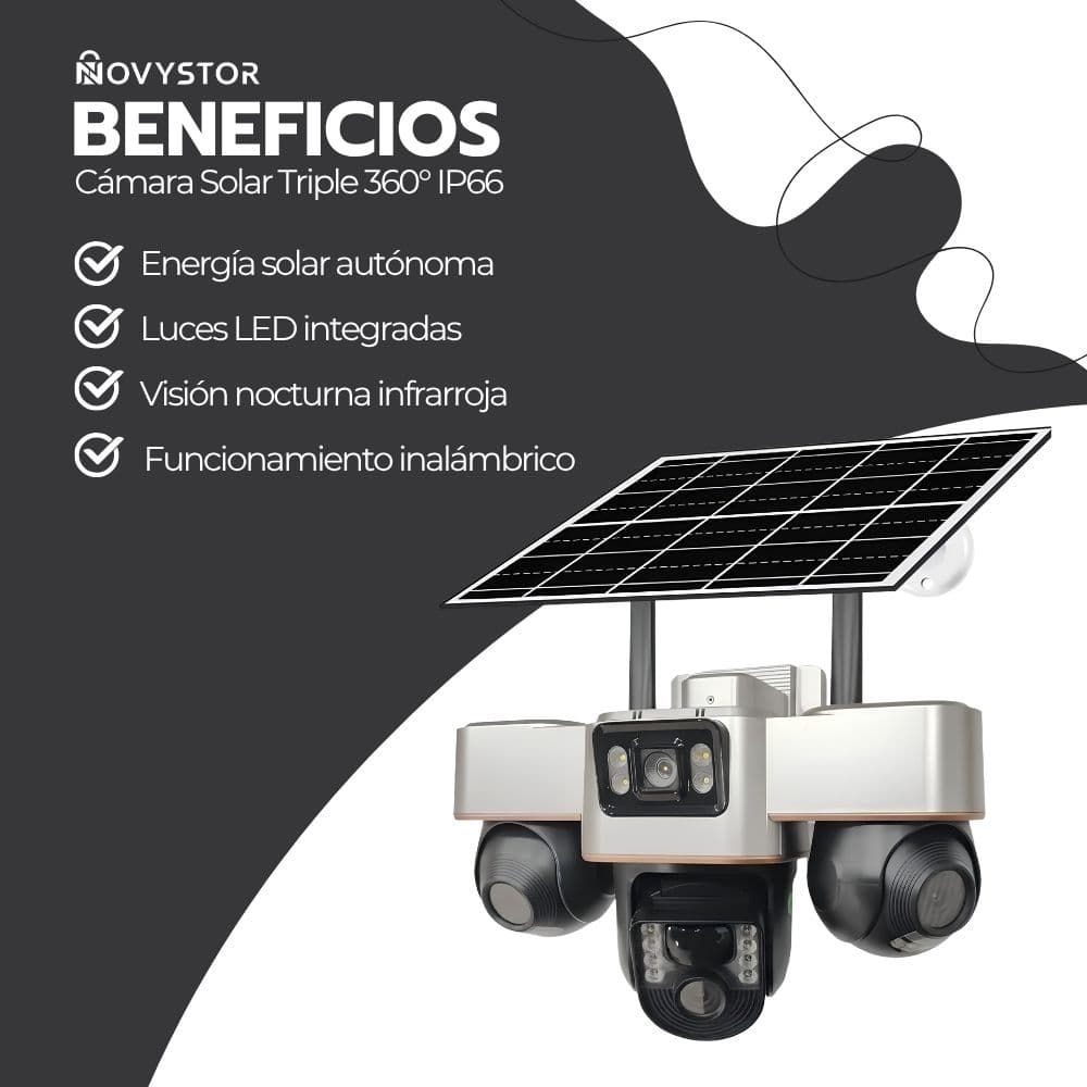 Cámara de Seguridad Solar Triple IP66 Visión Nocturna — imagen 4