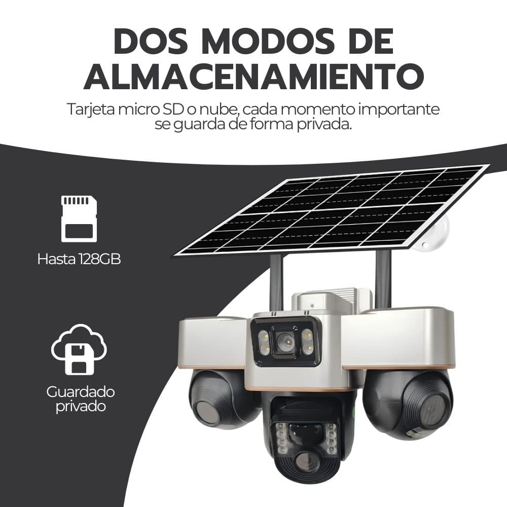 Cámara de Seguridad Solar Triple IP66 Visión Nocturna — imagen 6