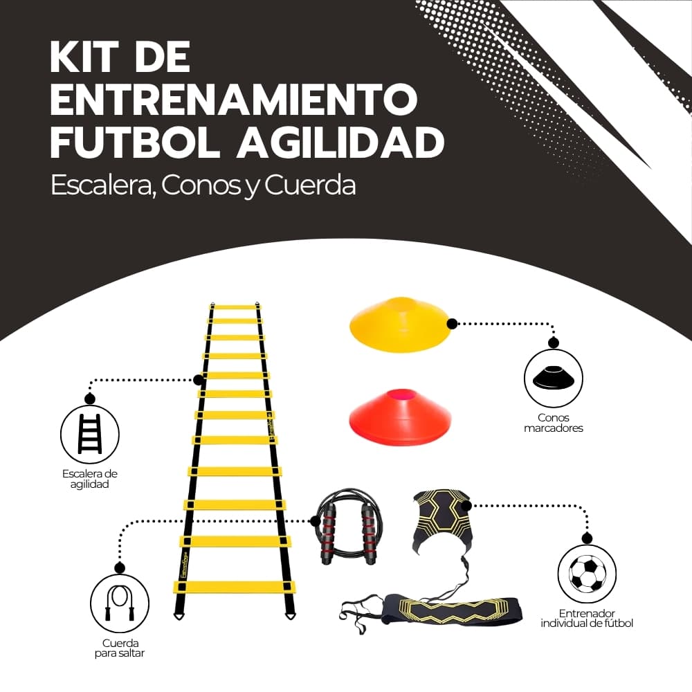 Kit Entrenamiento Agilidad Fútbol con Escalera de Coordinación, Conos y Cuerda de Salto | Equipamiento Deportivo para Velocidad y Resistencia — imagen 3