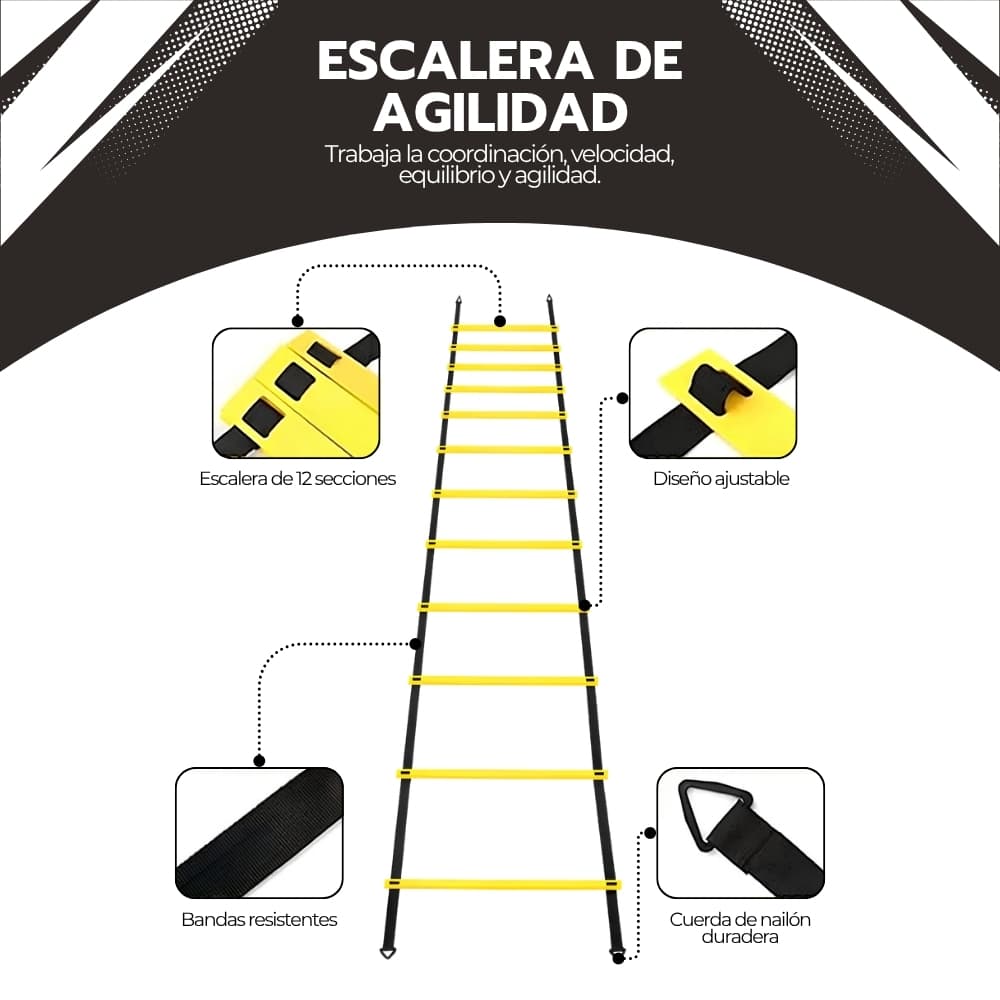 Kit Entrenamiento Agilidad Fútbol con Escalera de Coordinación, Conos y Cuerda de Salto | Equipamiento Deportivo para Velocidad y Resistencia — imagen 6