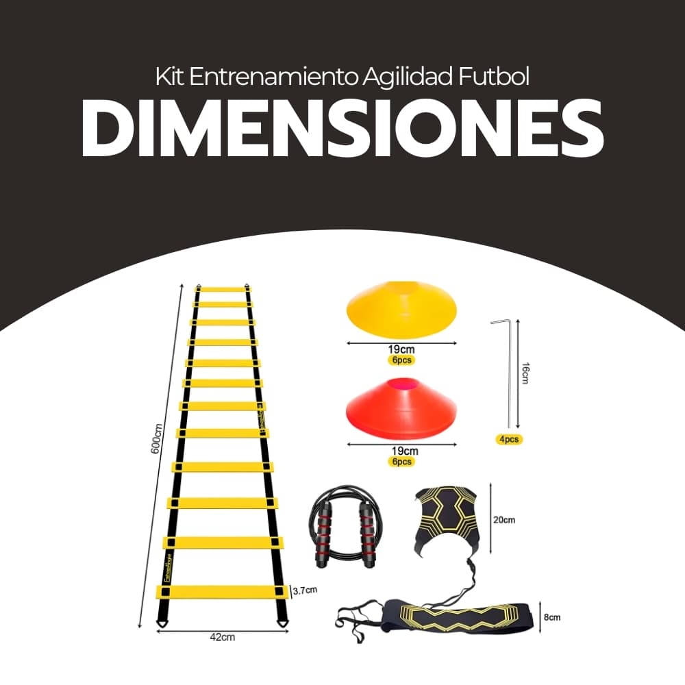 Kit Entrenamiento Agilidad Fútbol con Escalera de Coordinación, Conos y Cuerda de Salto | Equipamiento Deportivo para Velocidad y Resistencia — imagen 9