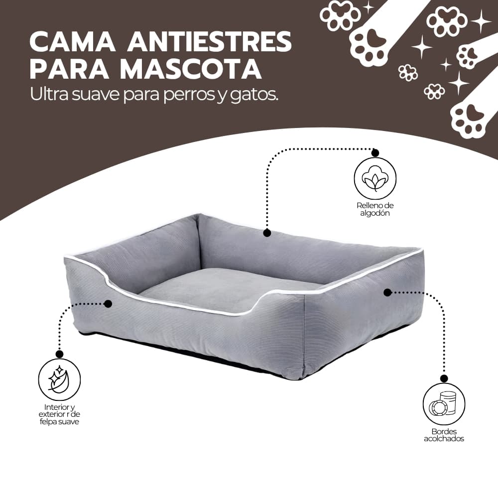 Cama suave antiestrés para perros y gatos 67 x 48 cm | Descanso acogedor para mascotas | Felpa cómoda | Novystor — imagen 3