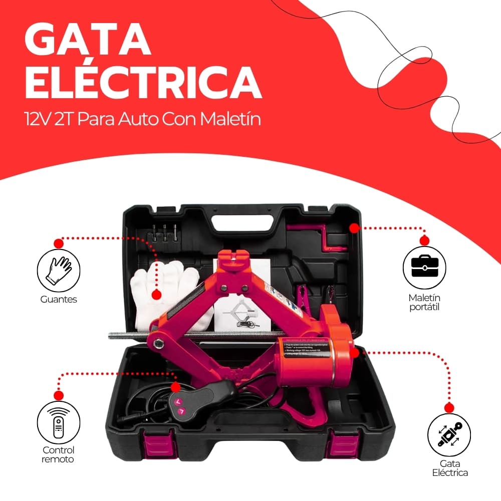 Gata Eléctrica para Auto 12V 2 Toneladas con Maletín y Accesorios | Elevación Rápida para Vehículos | Novystor — imagen 3