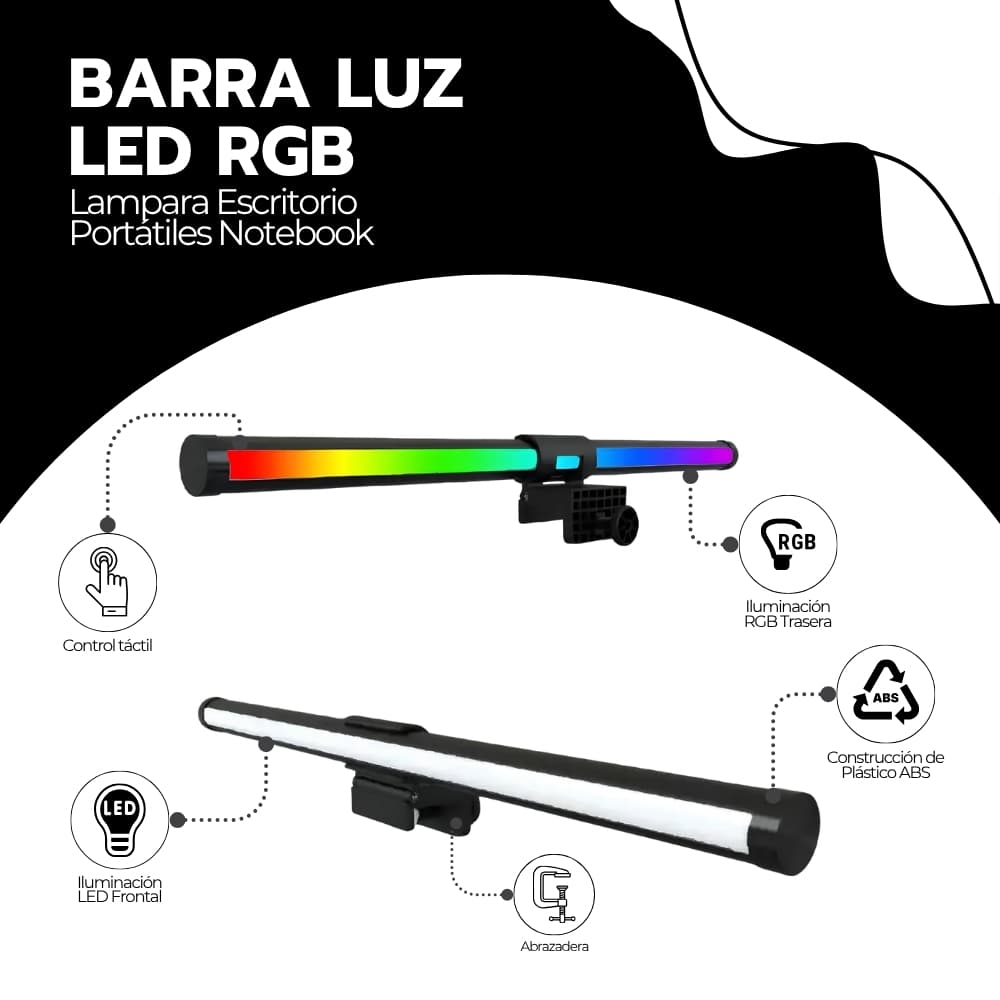 Barra de Luz para Monitor LED RGB con Conexión USB-C | Iluminación de Escritorio Ajustable para Reducir Cansancio Visual | Novystor — imagen 3