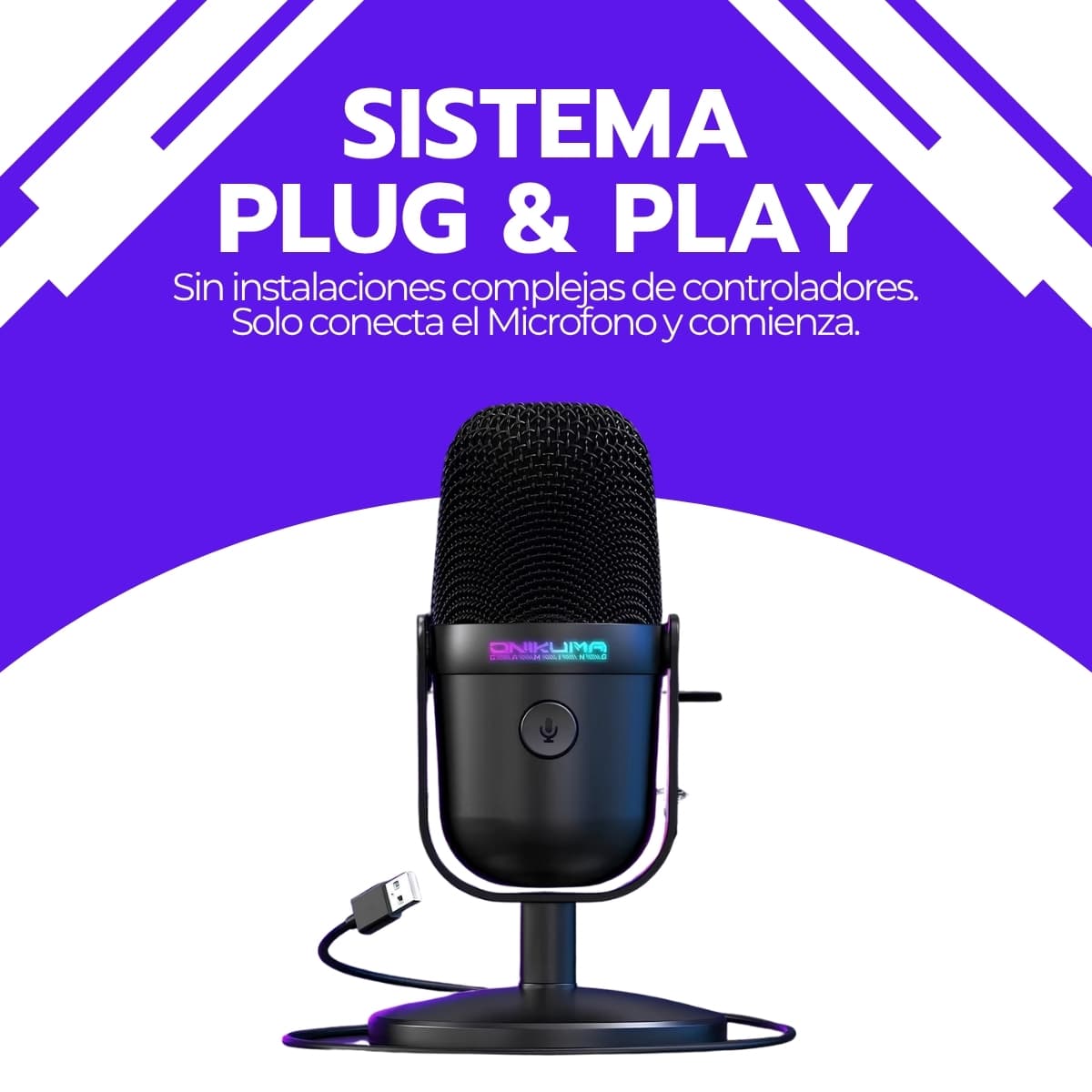 Audifonos Gamer con Microfono Onikuma M-830 RGB | Captación Cardioide, Reducción de Ruido y Mute Táctil para Gaming y Streaming — imagen 5