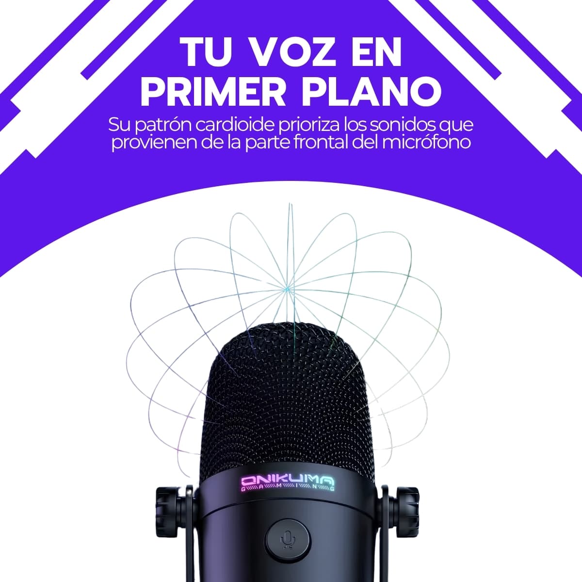 Audifonos Gamer con Microfono Onikuma M-830 RGB | Captación Cardioide, Reducción de Ruido y Mute Táctil para Gaming y Streaming — imagen 6