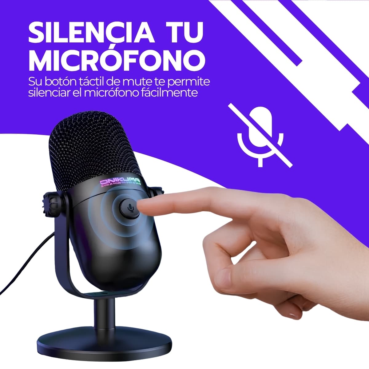 Audifonos Gamer con Microfono Onikuma M-830 RGB | Captación Cardioide, Reducción de Ruido y Mute Táctil para Gaming y Streaming — imagen 9