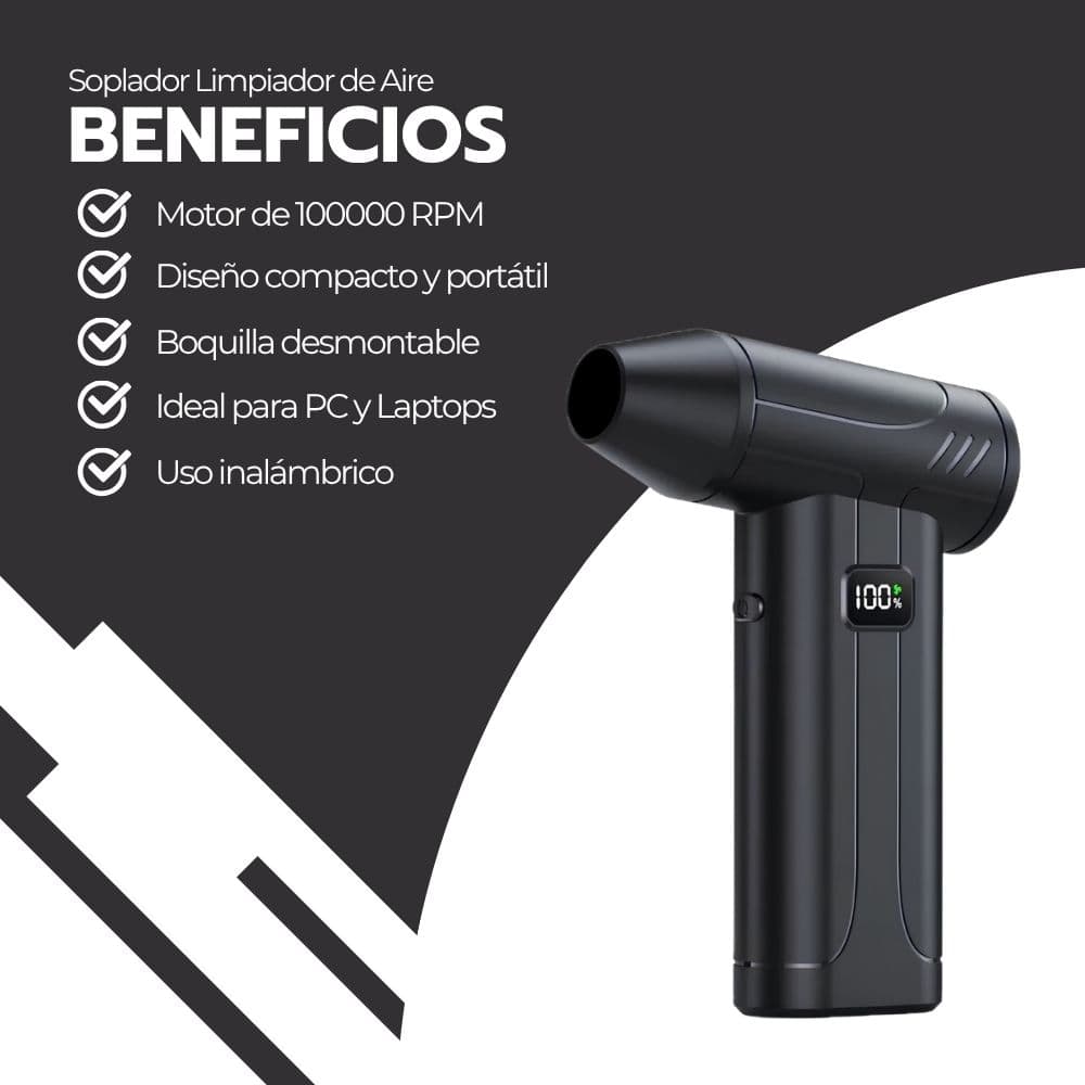 Soplador Limpiador de Aire inalámbrico De 100000 Rpm Negro — imagen 4