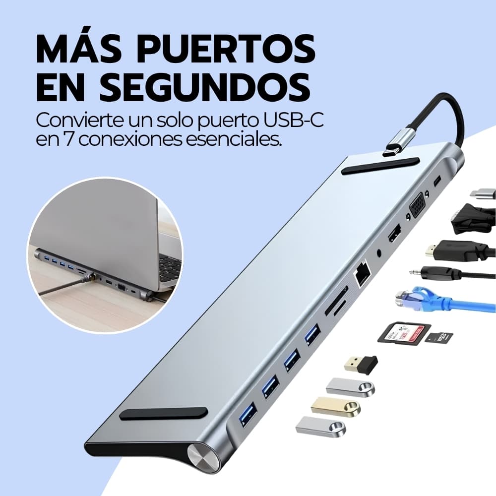 Adaptador 11 En 1 Usb-c Con Hdmi Y Puertos Usb para PC — imagen 5