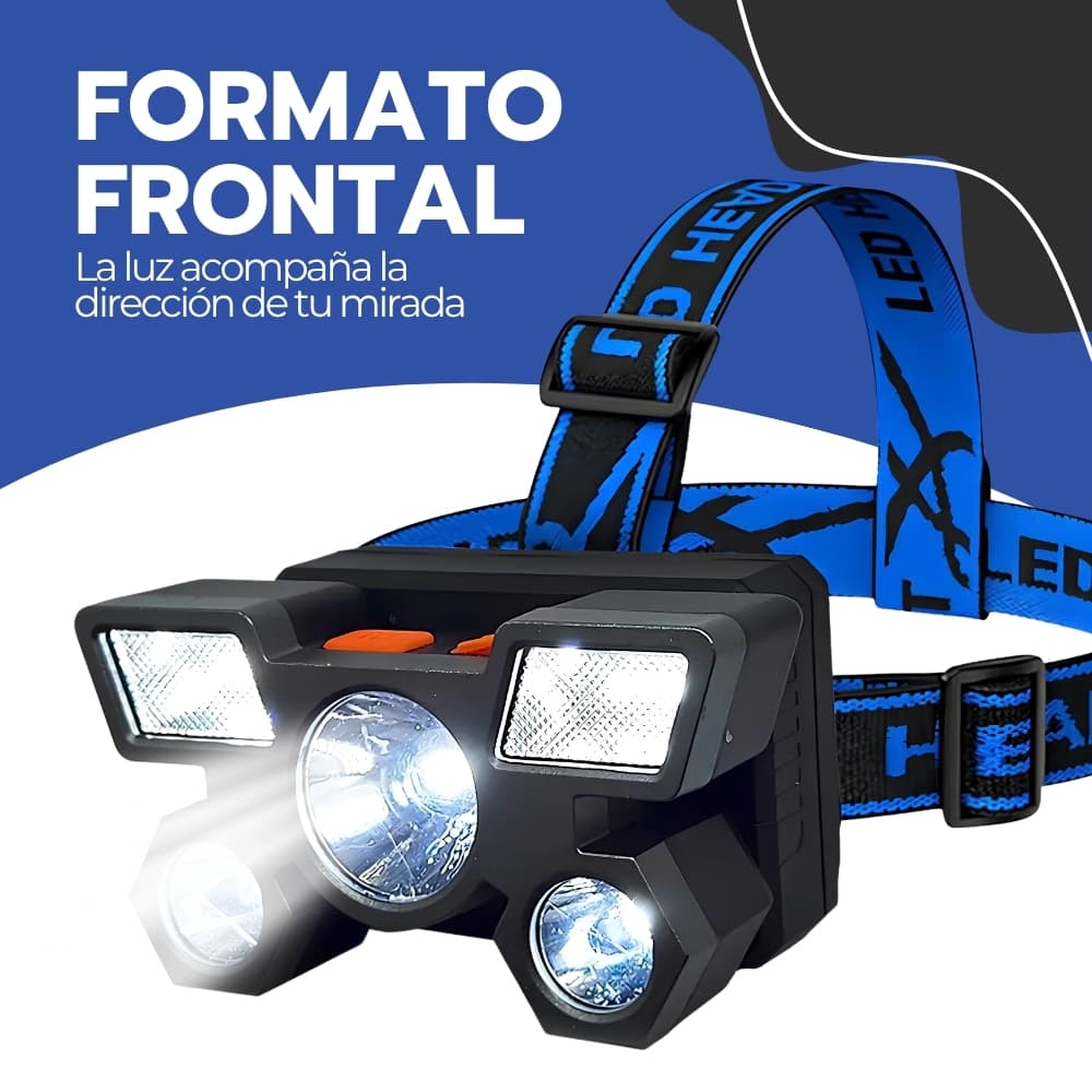 Linterna de Cabeza Recargable USB-C con 5 LEDs | Frontal Manos Libres Resistente al Agua para Camping y Trabajo Nocturno | Novystor — imagen 8