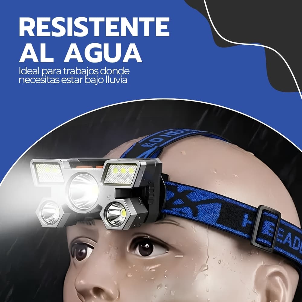 Linterna de Cabeza Recargable USB-C con 5 LEDs | Frontal Manos Libres Resistente al Agua para Camping y Trabajo Nocturno | Novystor — imagen 10